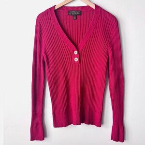 Vintage Ralph Lauren Jeans Co Red Long Sleeve Sweater V-Neck 100% cotton